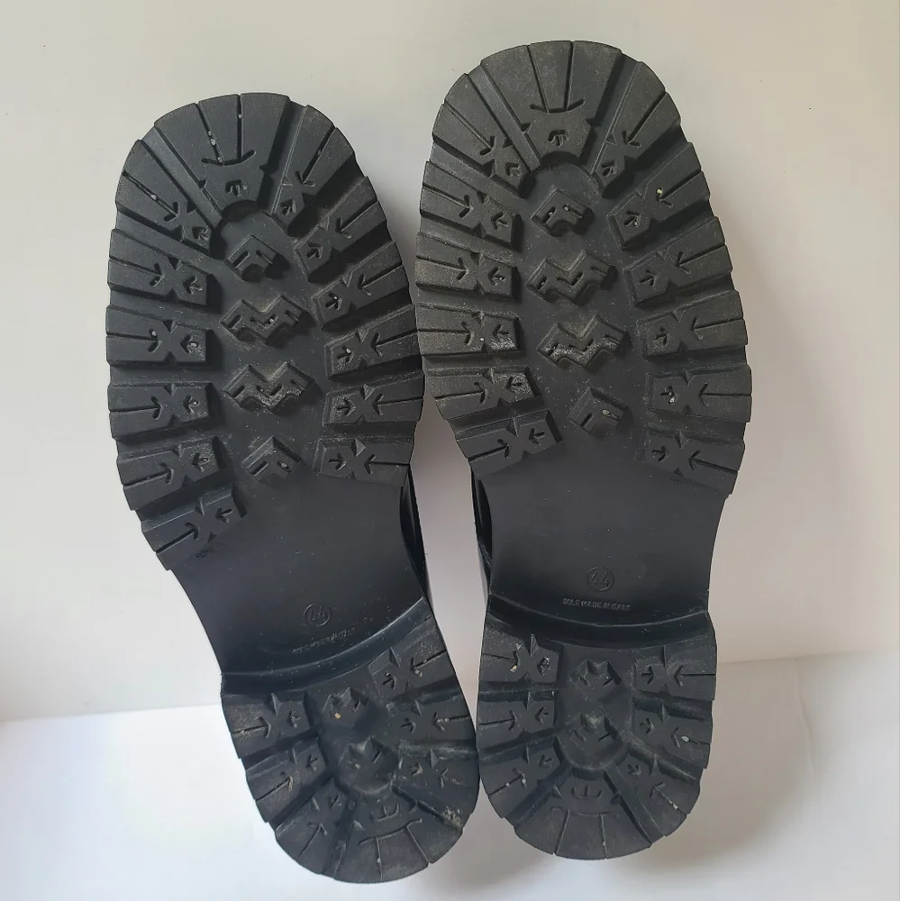 SOLD!! ALDO Chunky Heel Vintage Mens Black Patent Leather Slip-On Shoes Size 44 - Picture 11 of 14